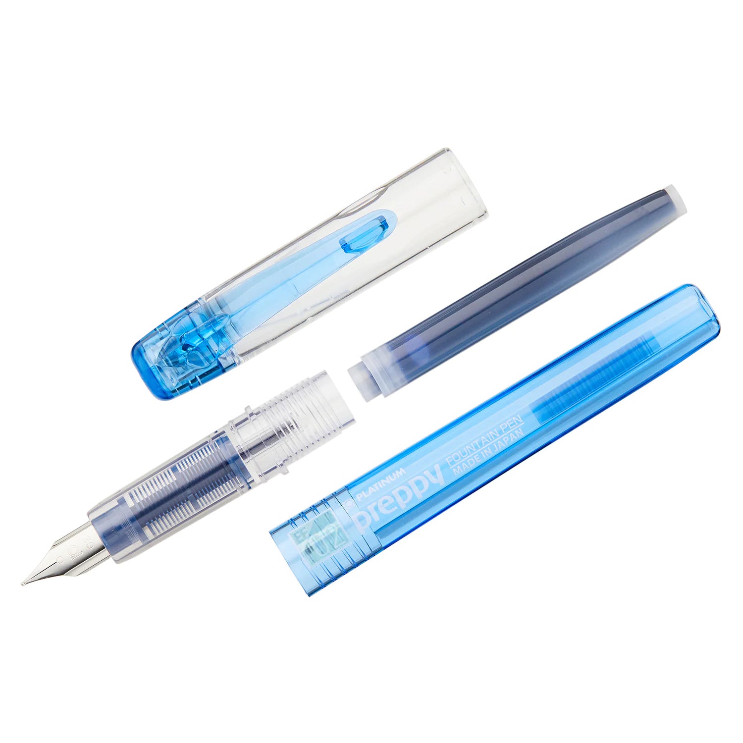 Platinum Preppy 02 Extra Fine Nib Fountain Pen - Blue - Easy to Use, Stainless Steel Nib, Slip Seal Cap Mechanism, Smooth Writing