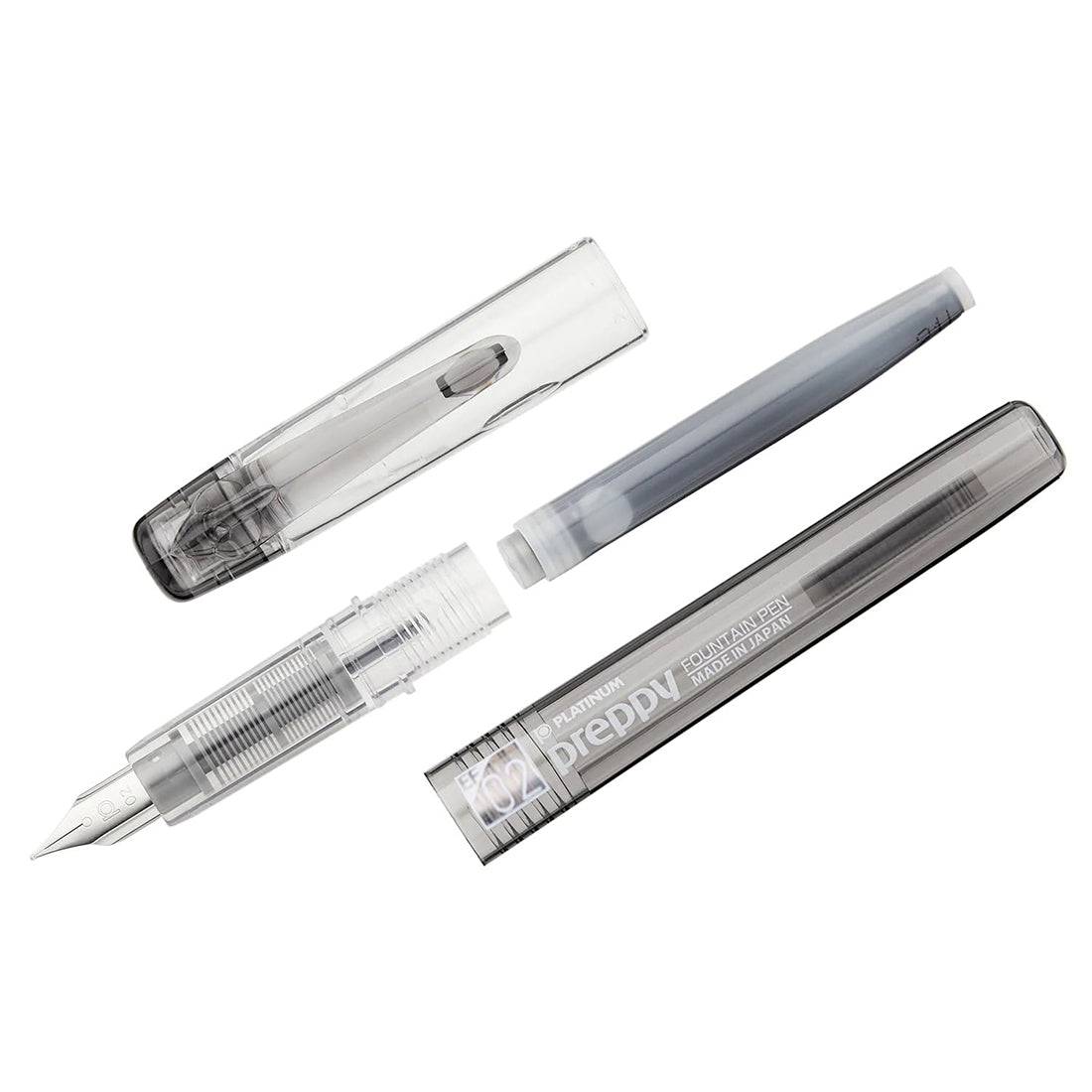 Platinum Preppy 02 Extra Fine Nib Fountain Pen - Black - Easy to Use, Stainless Steel Nib, Slip Seal Cap Mechanism, Smooth Writing