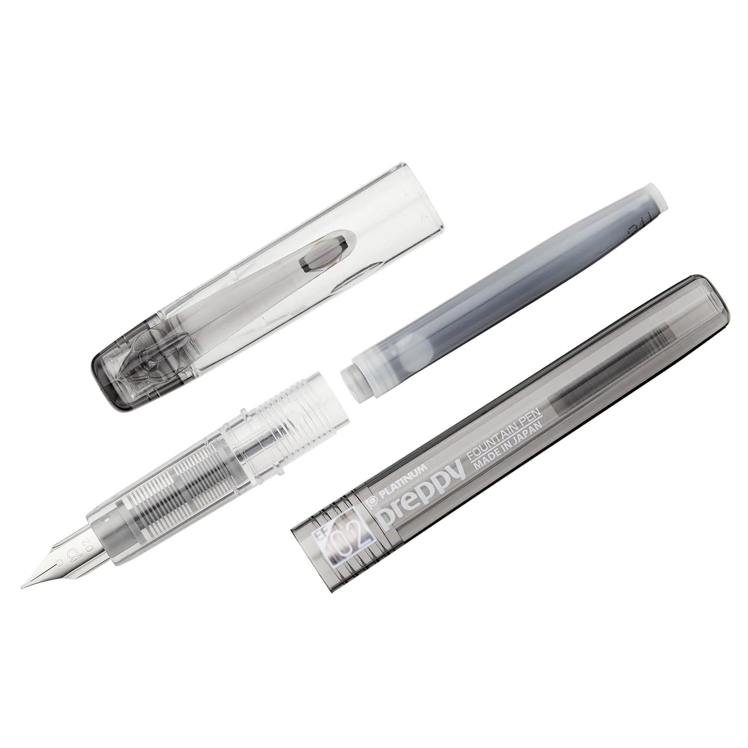 Platinum Preppy Extra Fine 02 Nib Black & Blue Fountain Pen With Cartridge - Easy to Use, Stainless Steel Nib, Slip Seal Cap Mechanism, Smooth Writing