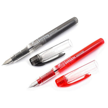 Platinum Preppy Fine 03 Nib Black & Red Fountain Pens - Easy to Use, Stainless Steel Nib, Slip Seal Cap Mechanism, Smooth Writing