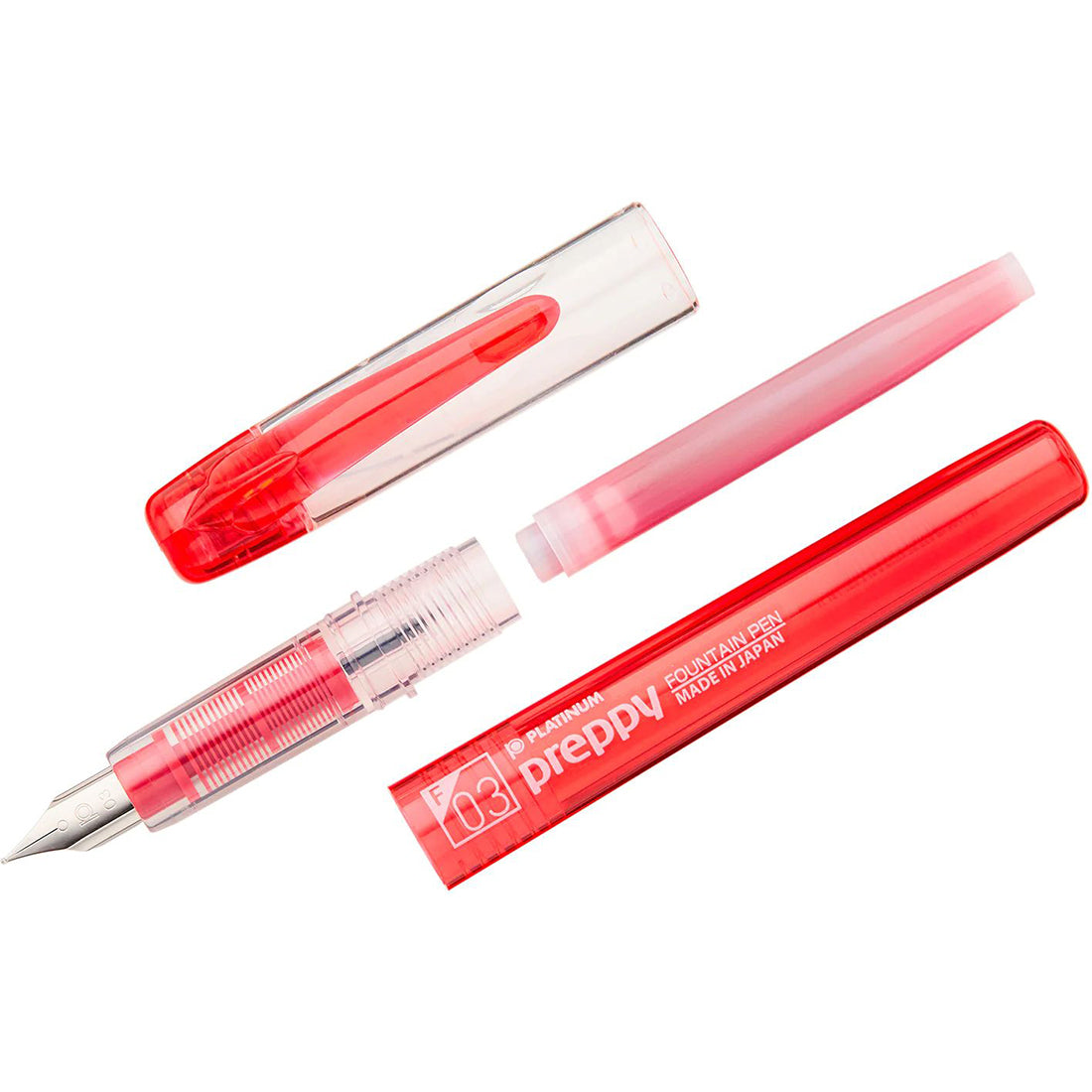 Platinum Preppy Fine 03 Nib Black & Red Fountain Pens - Easy to Use, Stainless Steel Nib, Slip Seal Cap Mechanism, Smooth Writing
