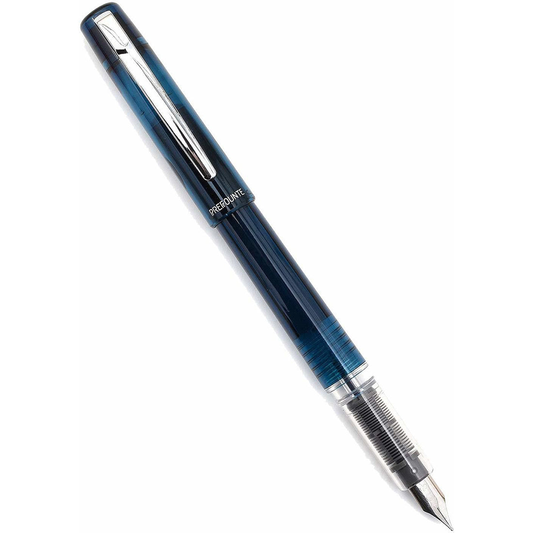 Platinum Prefounte Fountain Ink Pen with SS Fine Nib, Translucent Night Sea Blue Barrel, Cap, Blue-Black Ink Cartridge Included, Slip & Seal Cap Design, Ideal For Adults Daily Use Beginners
