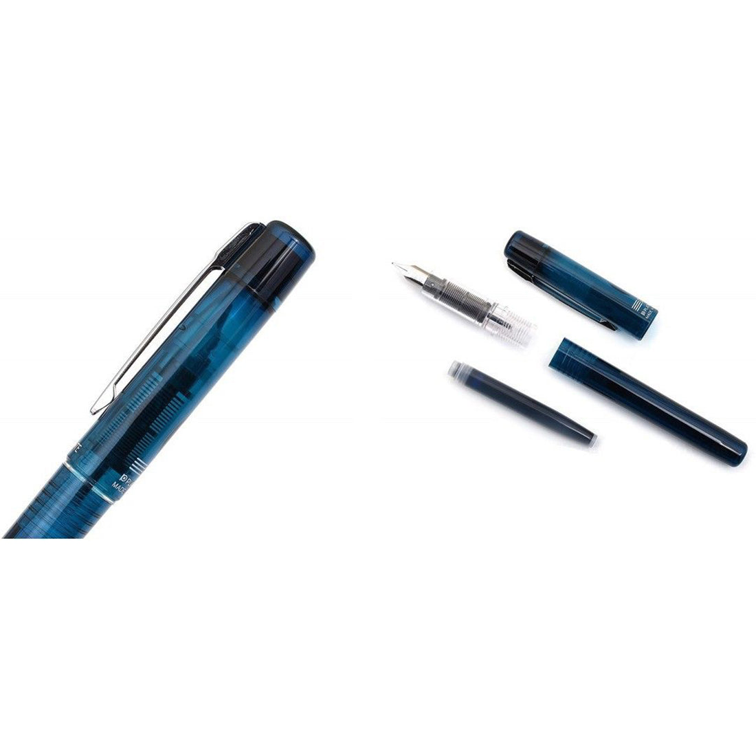 Platinum Prefounte Fountain Ink Pen with SS Fine Nib, Translucent Night Sea Blue Barrel, Cap, Blue-Black Ink Cartridge Included, Slip & Seal Cap Design, Ideal For Adults Daily Use Beginners