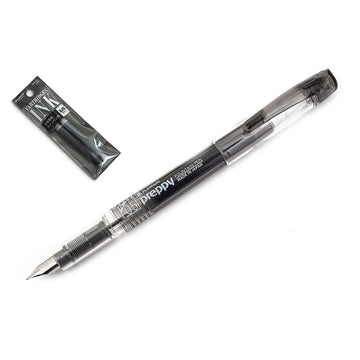 Platinum Preppy Medium 05 Nib Black Fountain Pen With Cartridge - Easy to Use, Stainless Steel Nib, Slip Seal Cap Mechanism, Smooth Writing