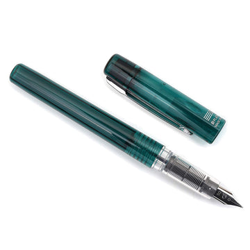 PLATINUM Prefounte Fountain Ink Pen with SS Medium Nib, Translucent Dark Emerald Green Barrel, Cap, Blue-Black Ink Cartridge Included, Slip & Seal Cap Design, Ideal For Adults Daily Use Beginners