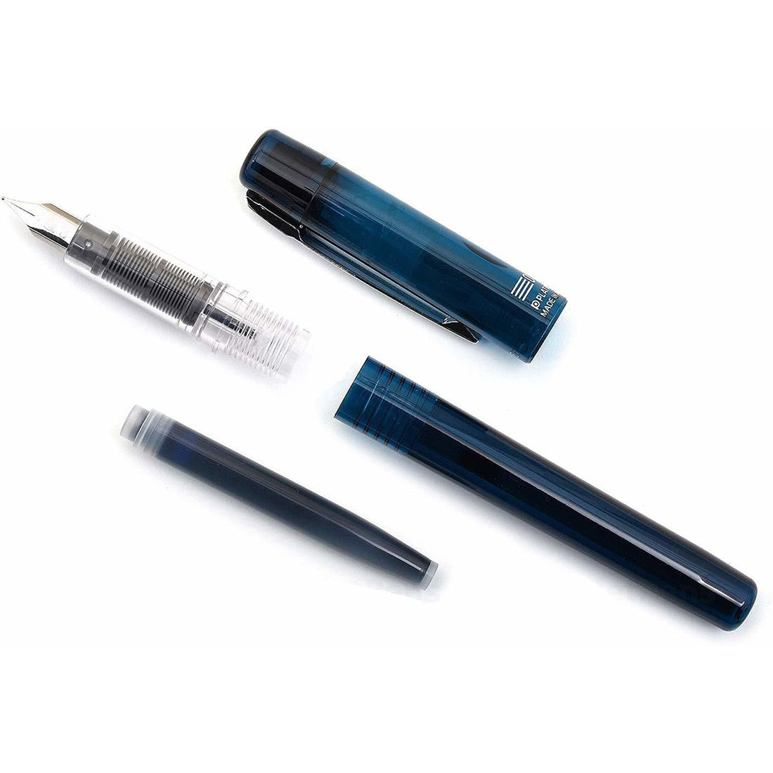 Platinum Prefounte Fountain Ink Pen with SS Medium Nib, Translucent Night Sea Blue Barrel, Cap, Blue-Black Ink Cartridge Included, Slip & Seal Cap Design, Ideal for Adults Daily Use
