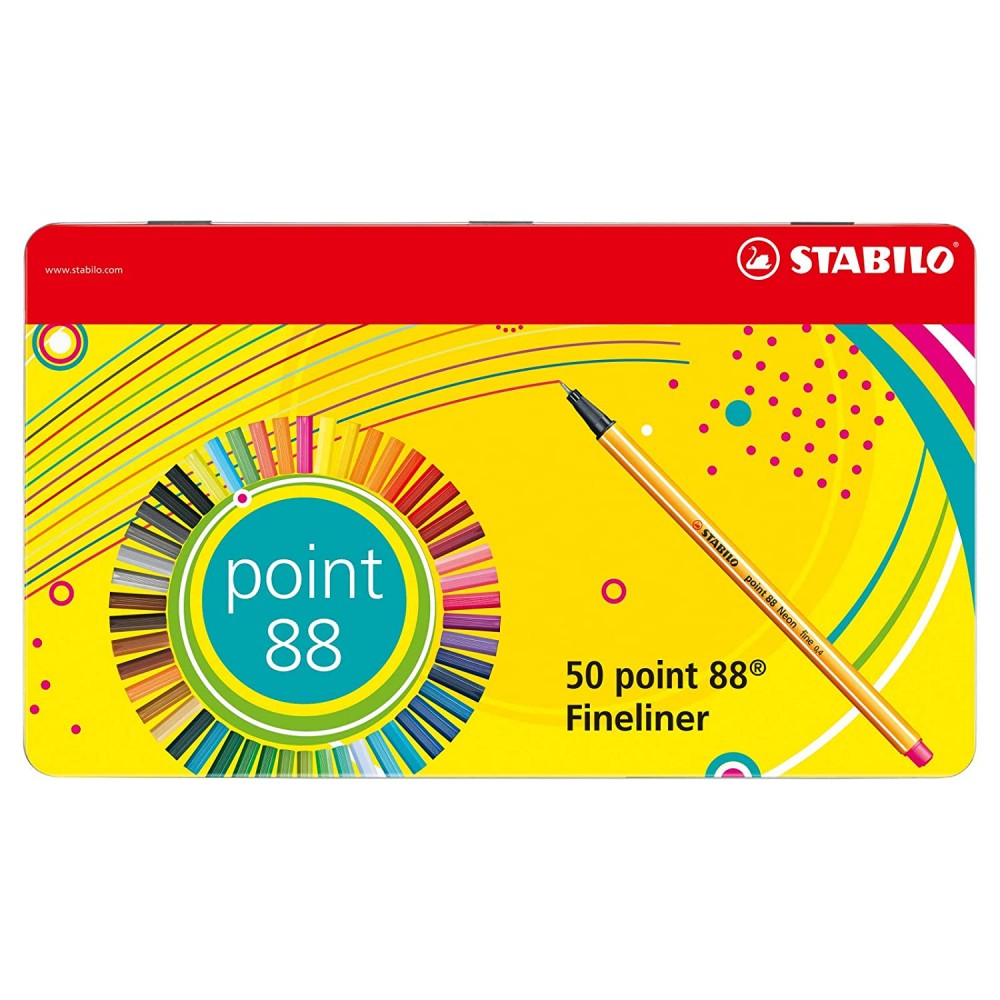 Stabilo | Point 88 | Fineliner | Metal Box | Pack Of 50 - penpencilink