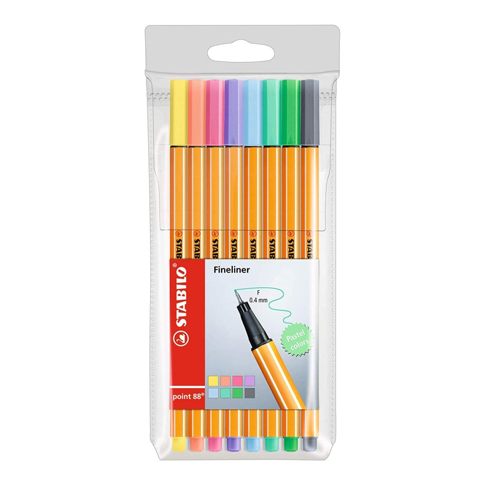 Stabilo | Point 88 | Fineliner | Pastel | Pack Of 8 - penpencilink