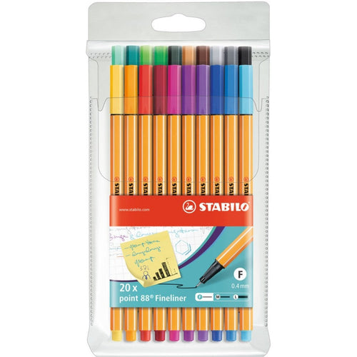 Stabilo | Point 88 | Fineliner | Assorted Colors | Pack Of 20 - penpencilink
