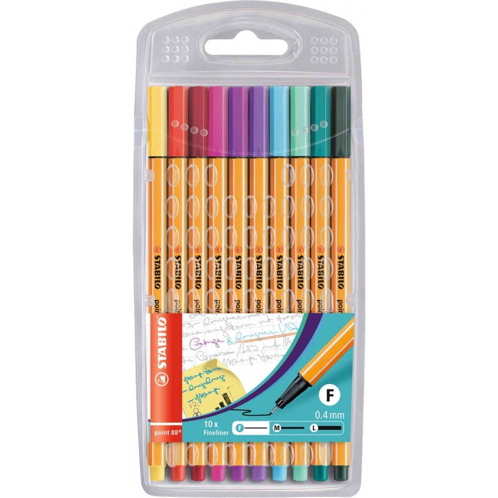 Stabilo | Point 88 | Fineliner | Assorted Colors | Pack Of 10 - penpencilink