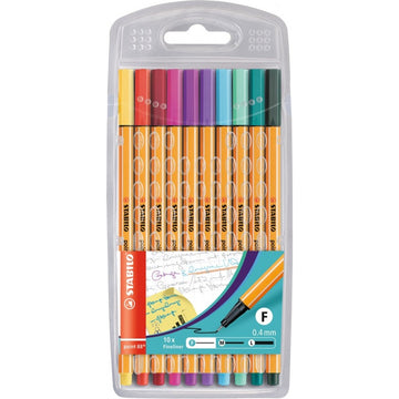 Stabilo | Point 88 | Fineliner | Assorted Colors | Pack Of 10 - penpencilink