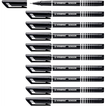 Stabilo | Sensor Pen | Medium Tip | Black | Pack Of 10 - penpencilink