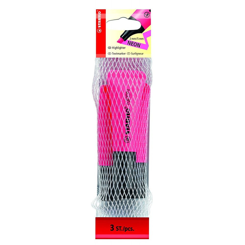Stabilo | Neon Highlighter Pen | Pink Pack Of 3 - penpencilink