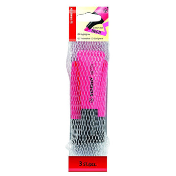 Stabilo | Neon Highlighter Pen | Pink Pack Of 3 - penpencilink