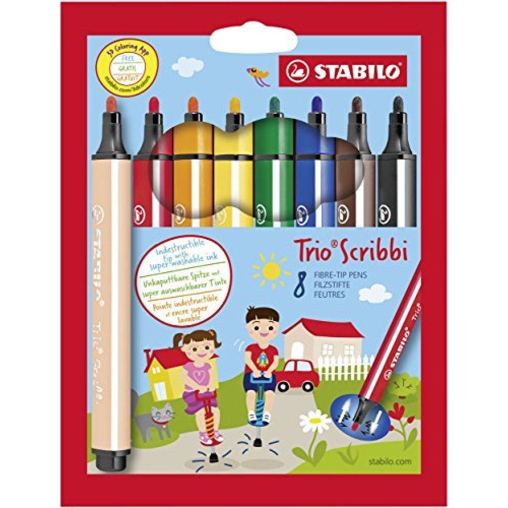 Stabilo | Trio Scribbi | Set of 8 Assorted Colours - penpencilink