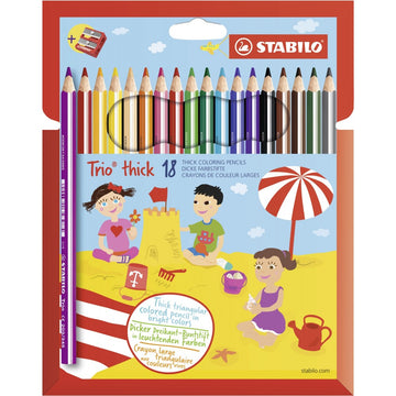 Stabilo | Trio Thick Colured Pencils | Pack of 18 - penpencilink