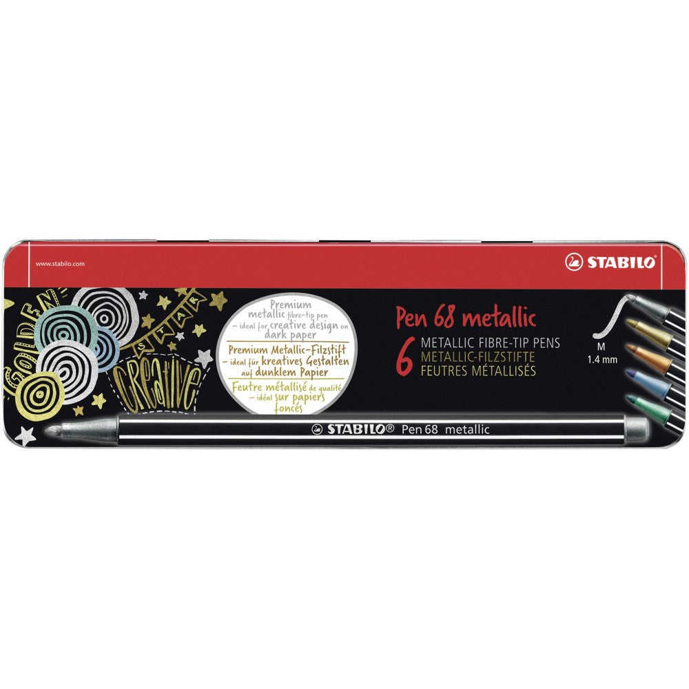 Stabilo | Pen 68 | Metallic | Felt Tip Pen | Pack Of 6 - penpencilink