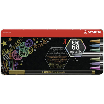 Stabilo | Pen 68 | Metallic | Felt Tip Pen | Pack Of 8 - penpencilink
