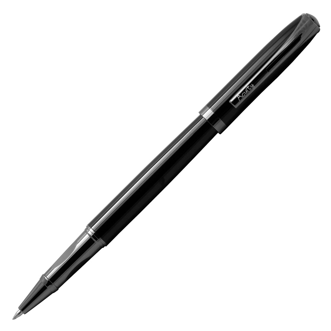 Acuity Roller Gel Pen - Glossy Black Metal Body with Metallic Black Accessories - It Comes in a Pen Pouch - Ink Colour Blue - 10002