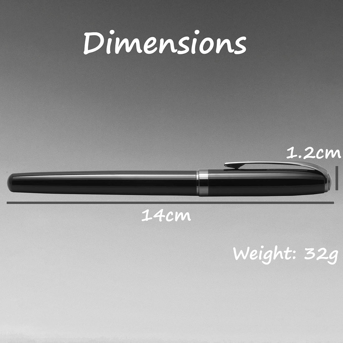 Acuity Roller Gel Pen - Glossy Black Metal Body with Metallic Black Accessories - It Comes in a Pen Pouch - Ink Colour Blue - 10002