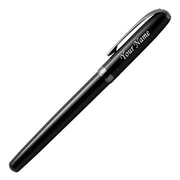 Acuity Roller Gel Pen - Glossy Black Metal Body with Metallic Black Accessories - It Comes in a Pen Pouch - Ink Colour Blue - 10002
