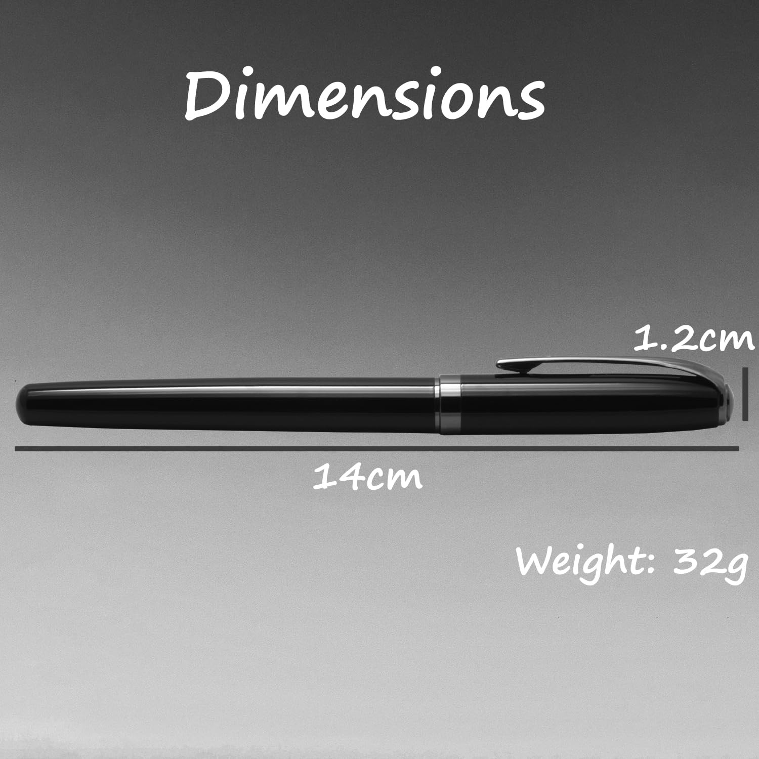 Acuity Roller Gel Pen - Glossy Black Metal Body with Metallic Black Accessories - It Comes in a Pen Pouch - Ink Colour Blue - 10002