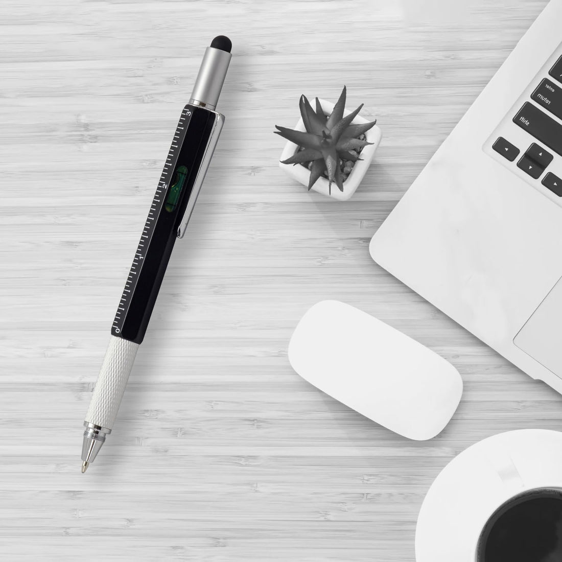 Acuity Multi-Use Ball Point Pen Metal Body with Scale, Stylus, Screwdriver & Spirit Level - Comes in a Pen Pouch - Ink Colour Blue - 10008