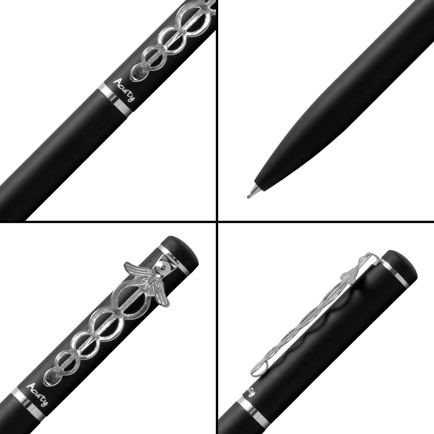 Acuity Metal Doctor Pen and Keychain Gift Set – Matte Black Finish Ballpoint Pen & Caduceus Medical Symbol Keyring with Gift Box – Good Gift for Doctors, Surgeons, & Medical Students - 10009 Set