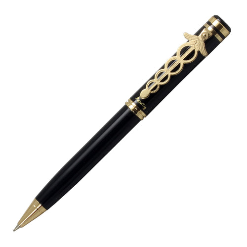 Acuity Ball Point Pen - Metal Body with Glossy Black Finish And Gold Plated Doctor Clip - It Comes in a Pen Pouch - Ink Colour Blue - 10011