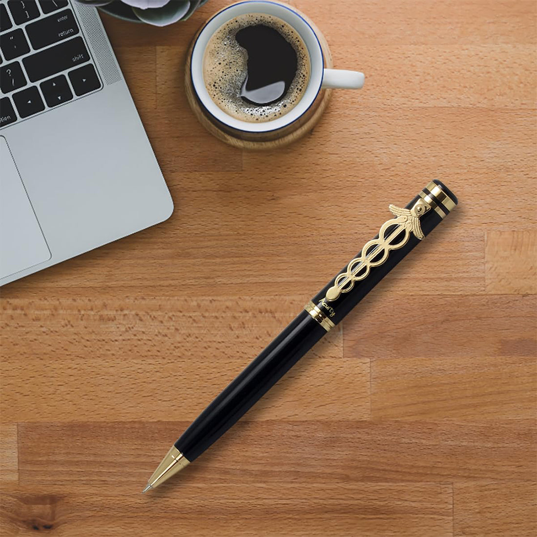 Acuity Doctor Clip Ball Point Pen - Metal Body with Glossy Black Finish - It Comes in a Pen Pouch - Ink Colour Blue - 10011