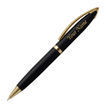 Acuity Ball Point Pen - Metal Body with Matte Black Finish & Gold Accessories - Comes in a Pen Pouch - Ink Colour Blue - 10013 Blk Gold