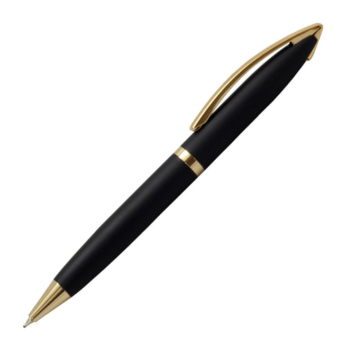 Acuity Ball Point Pen - Metal Body with Matte Black Finish & Gold Accessories - Comes in a Pen Pouch - Ink Colour Blue - 10013 Blk Gold
