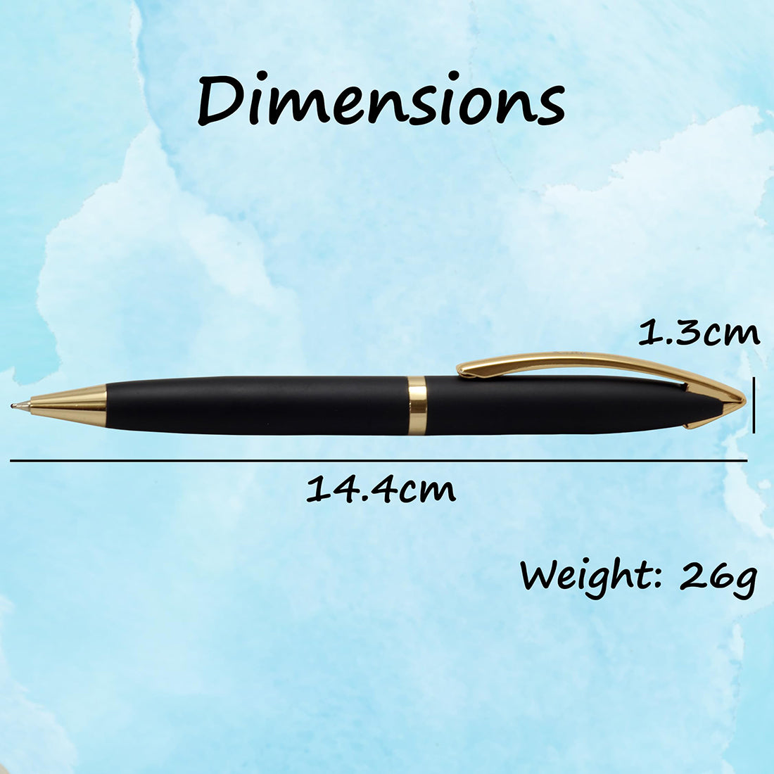 Acuity Ball Point Pen - Metal Body with Matte Black Finish & Gold Accessories - Comes in a Pen Pouch - Ink Colour Blue - 10013 Blk Gold