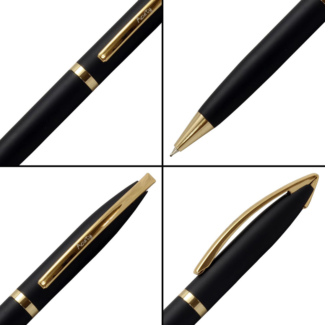 Acuity Ball Point Pen - Metal Body with Matte Black Finish & Gold Accessories - Comes in a Pen Pouch - Ink Colour Blue - 10013 Blk Gold
