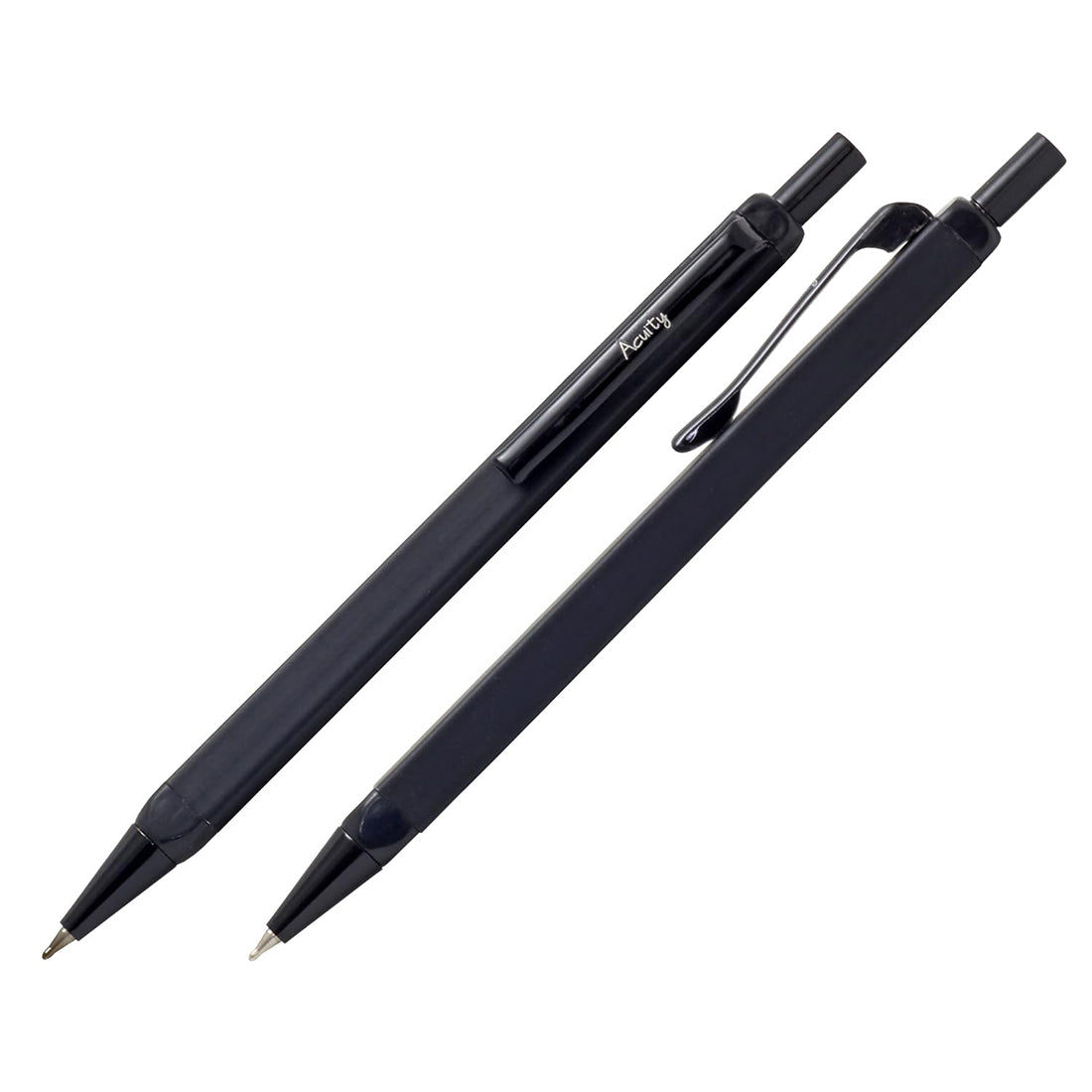 Acuity Ball Point Pen with Matte Black Square Shape Metal Body - Set of 2 Pens - Comes in a Pen Pouch - 10014