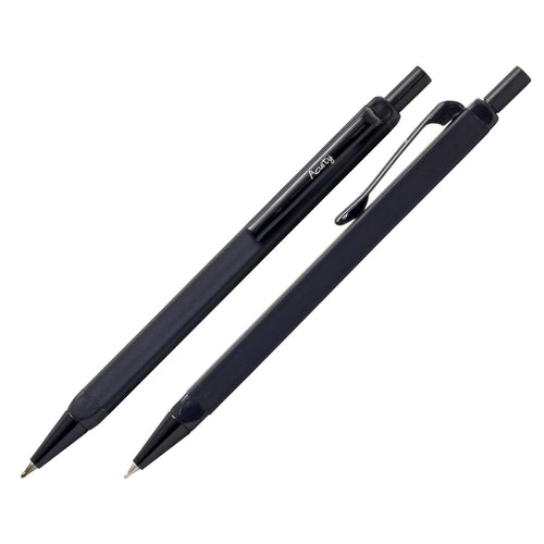Acuity Ball Point Pen with Matte Black Square Shape Metal Body - Set of 2 Pens - Comes in a Pen Pouch - 10014