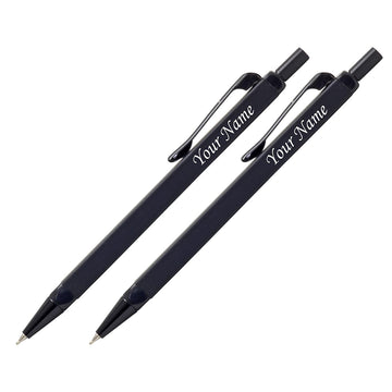 Acuity Ball Point Pen with Matte Black Square Shape Metal Body - Set of 2 Pens - Comes in a Pen Pouch - 10014