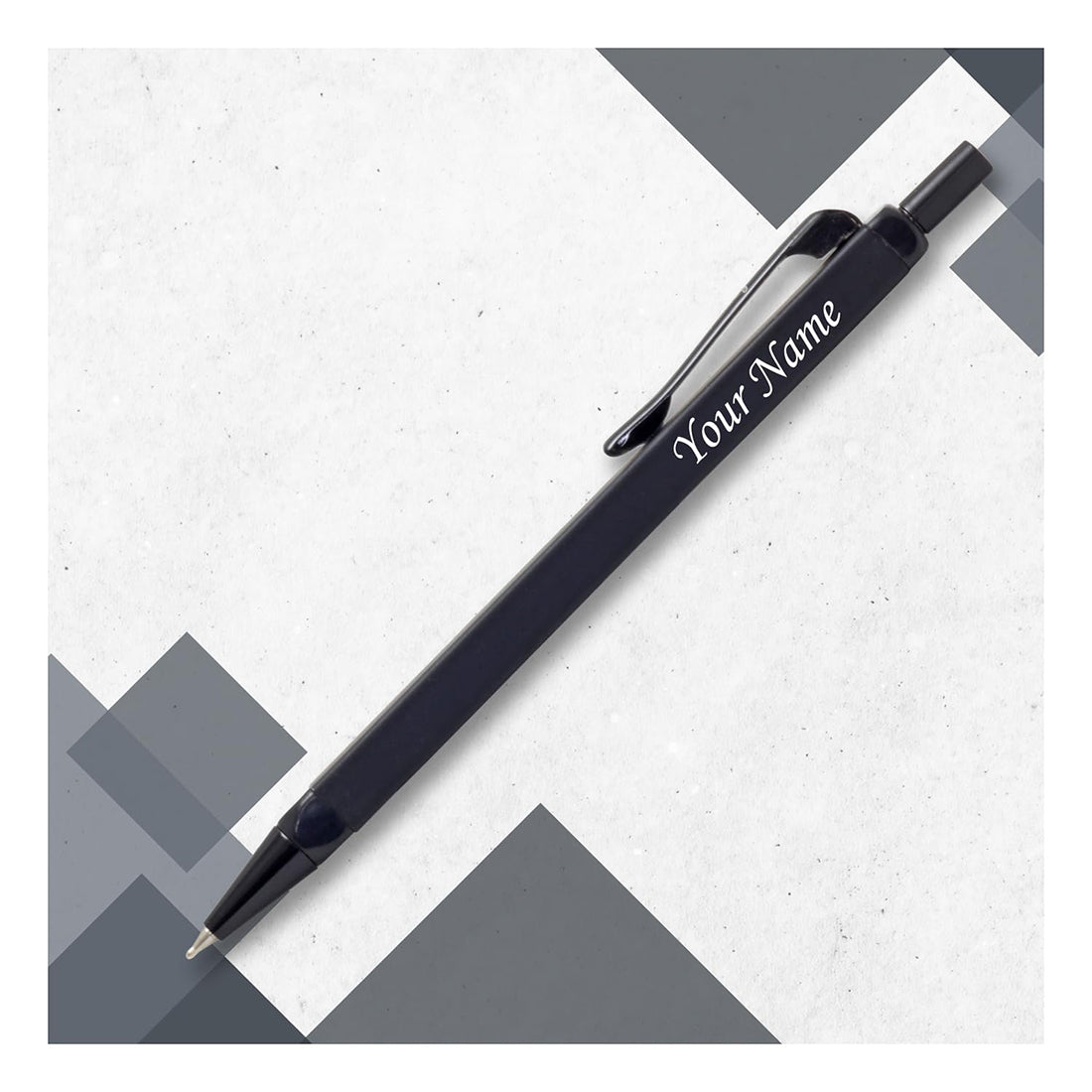 Acuity Ball Point Pen with Matte Black Square Shape Metal Body - Set of 2 Pens - Comes in a Pen Pouch - 10014