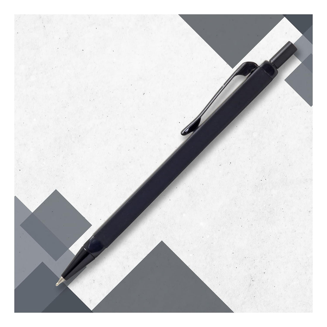 Acuity Ball Point Pen with Matte Black Square Shape Metal Body - Set of 2 Pens - Comes in a Pen Pouch - 10014