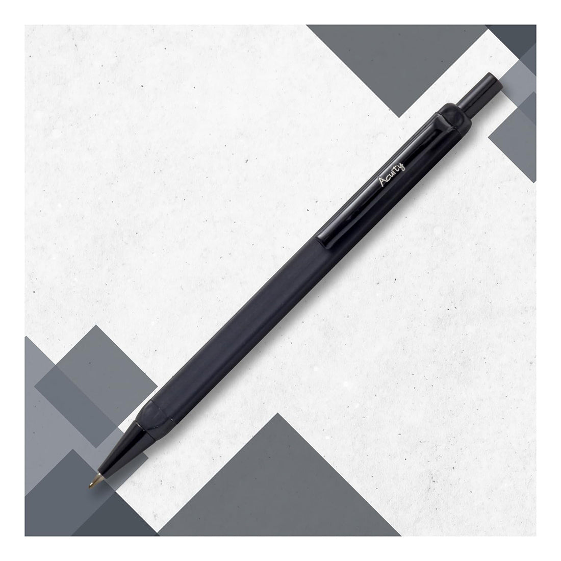 Acuity Square Shape Ball Point Pen with Matte Black Coated Metal Body - Comes in a Pen Pouch - 10014