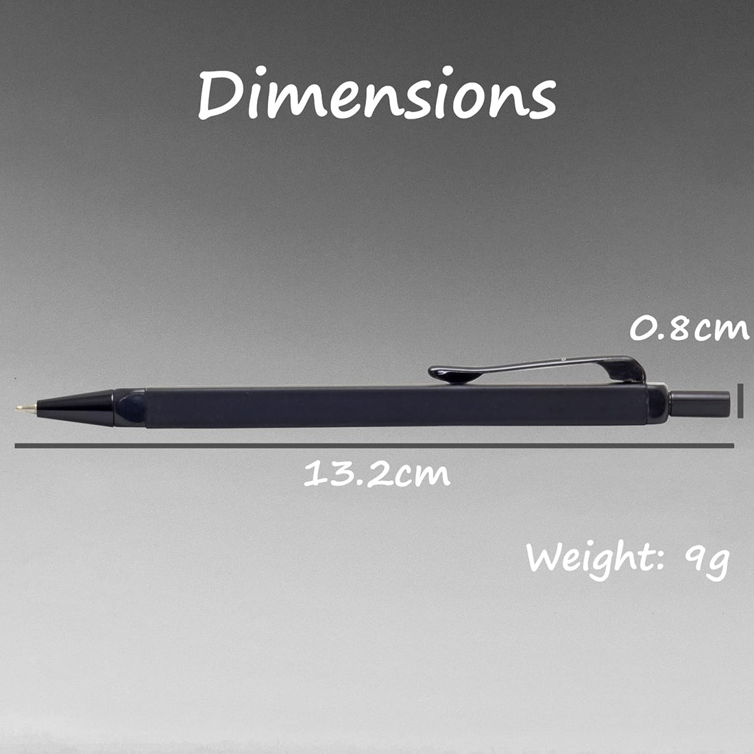 Acuity Ball Point Pen with Matte Black Square Shape Metal Body - Set of 2 Pens - Comes in a Pen Pouch - 10014