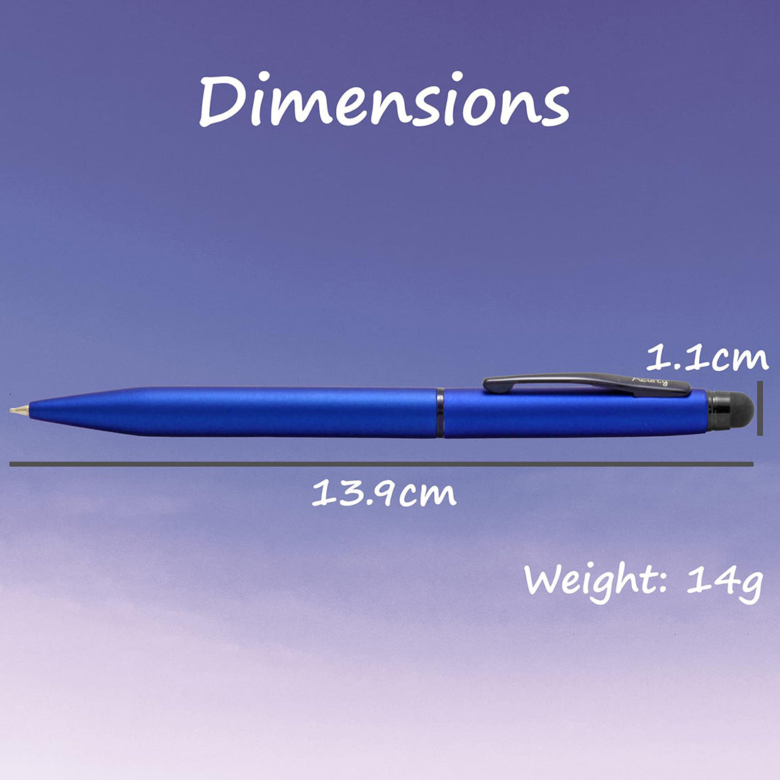 Acuity Ball Point Pen with Metallic Blue Finish Metal Body & Black Clip - It Comes in a Pen Pouch - Ink Colour Blue - 10015