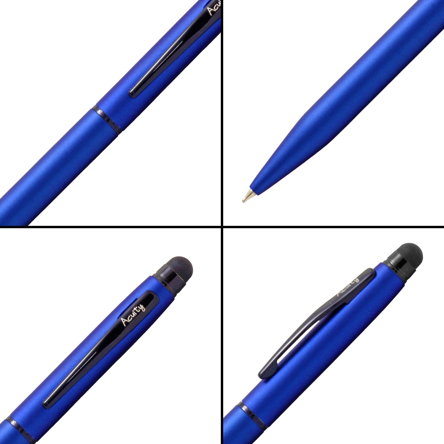 Acuity Ball Point Pen with Metallic Blue Finish Metal Body & Black Clip - It Comes in a Pen Pouch - Ink Colour Blue - 10015