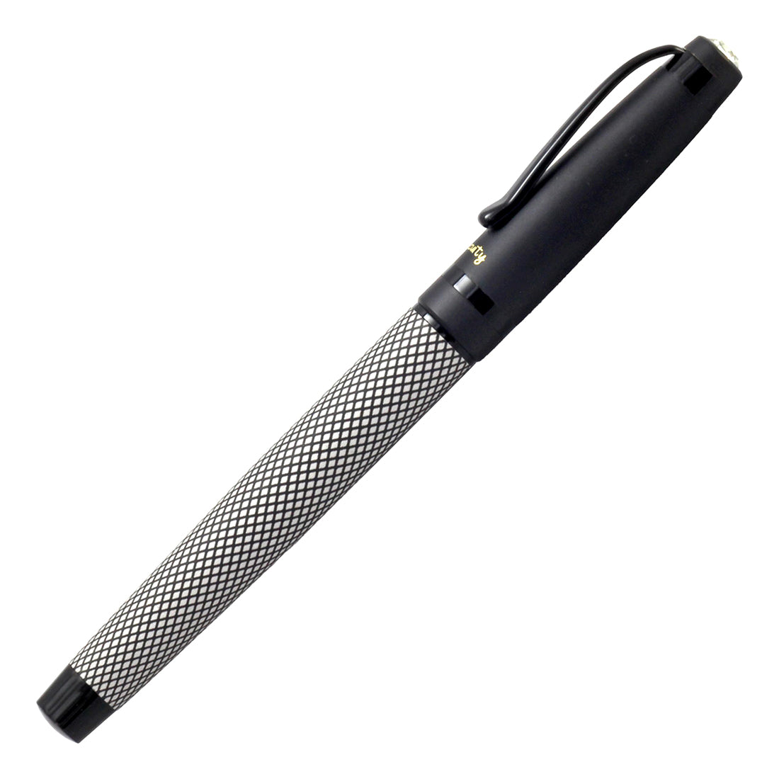 Acuity Fine Nib Fountain Pen with Converter - Metal Body with Matte Black Finish - Classy Checks Design & Black Clip - Comes in a Pen Pouch - 10017