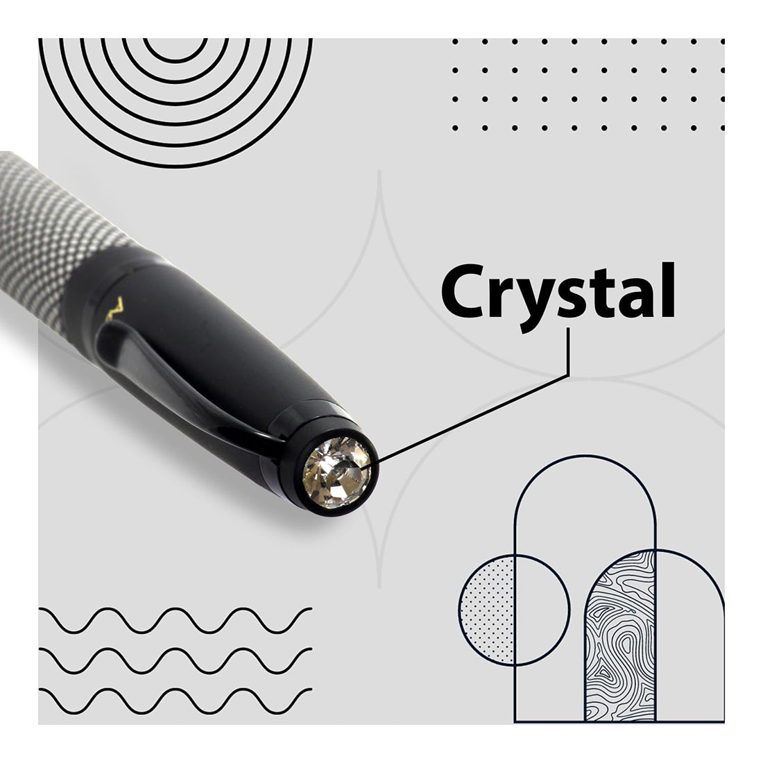 Acuity Fine Nib Fountain Pen with Converter - Metal Body with Matte Black Finish - Classy Checks Design & Black Clip - Comes in a Pen Pouch - 10017