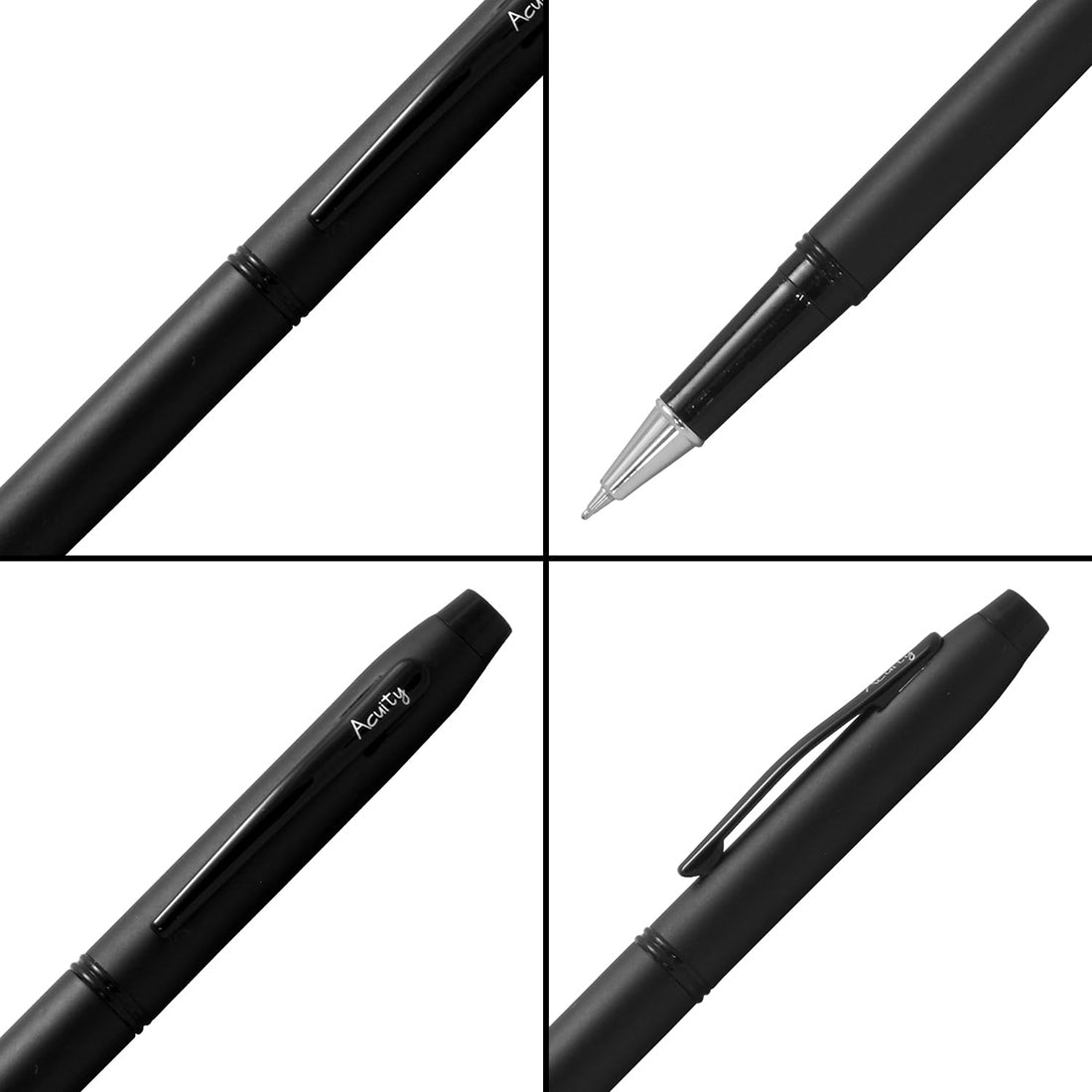 Acuity Roller Ball Pen - Metal Body with Matte Black Finish & Glossy Black Accessories - Comes in a Pen Pouch - Ink Colour Blue - 10018 Blk