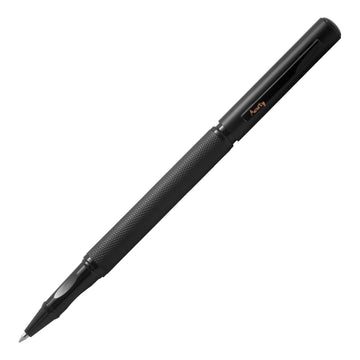 Acuity Roller Ball Point Pen - Metal Body with Matte Black Finish, Checked Body, and Glossy Black Accessories - It Comes in a Pouch - 10020