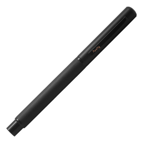 Acuity Roller Ball Point Pen - Metal Body with Matte Black Finish, Checked Body, and Glossy Black Accessories - It Comes in a Pouch - 10020