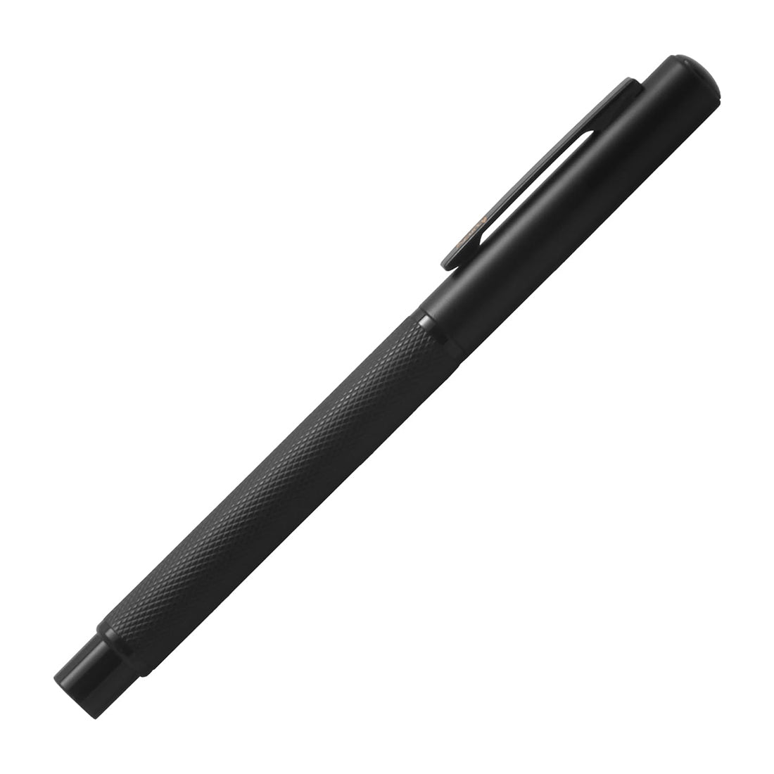 Acuity Roller Ball Point Pen - Metal Body with Matte Black Finish, Checked Body, and Glossy Black Accessories - It Comes in a Pouch - 10020