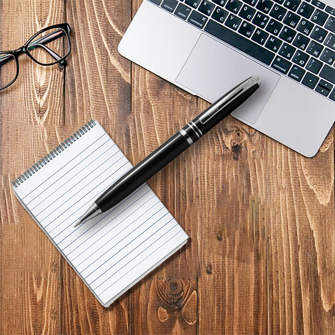 Acuity Ball Point Pen - Metal Body with Shiny Black Finish and SS Accessories - It Comes in a Pouch - 10024 Black